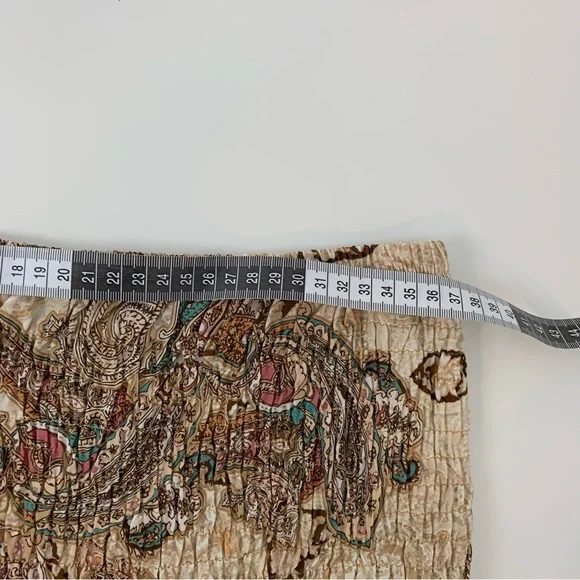 Rosemarine Maxi Tiered Skirt Paisley Italy Size Medium Brown Beige Boho Romantic - Picture 6 of 11